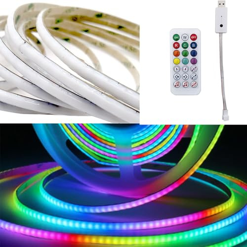 DC5V WS2812B 5mm COB LED-Streifen individuell ansteuerbar 160LED/M hoche Dichte flexibel intelligente RGB Traumfarben Licht + SP620E USB-Controller (1M COB Strip +USB SP620E)