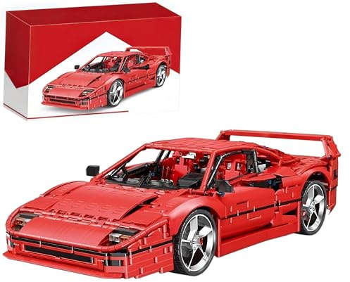 MOCSETS Technik Auto für Farreri F40, Modellauto-Bausatz im Maßstab 1:8, Klemmbausteine Auto Modellbausatz aus 4026+ Teile (Mit Originalkarton)