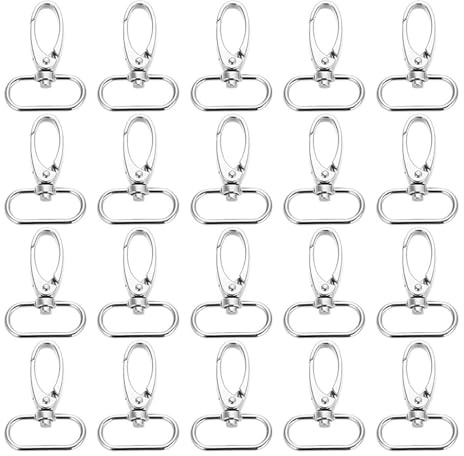 Wcawnlt 20 Stück Wirbelverschlüsse Lanyard Karabinerhaken 38 mm, Schlüsselanhänger Karabiner Karabinerhaken Schlüsselring Schlüsselkarabiner Drehgelenk Keychain Für DIY Taschen Schlüsselband Zubehör