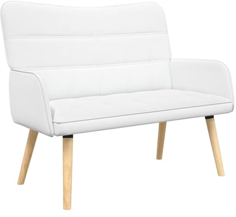 mtlskopl Zweisitzer Sofa Weiß, Modernes Stoffsofa für Wohnzimmer und Schlafzimmer, Kompaktes Loveseat mit Holzbeinen, 115 x 61 x 87 cm, Robuste Sitzbank für Zwei Personen