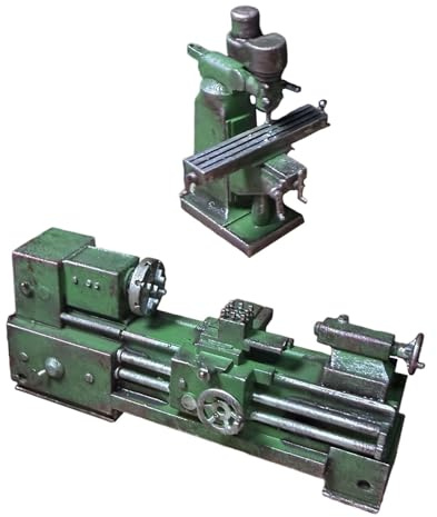 Generic Tornio Miniatura Banco Trapano Modello Accessorio Collezionabile Strumento Manutenzione Pp Adatto per Decorazione Garage Diorama Officina, Set Usato
