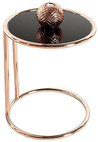 cagü Art Deco Design Beistelltisch SATURNUS Kupfer & Glas Schwarz 55cm Höhe