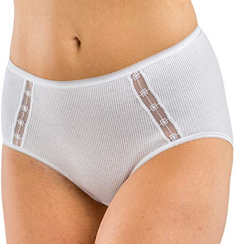 HERMKO 12503820 Damen Taillenslip Doppelripp mit Spitzendetail aus Bio-Baumwolle