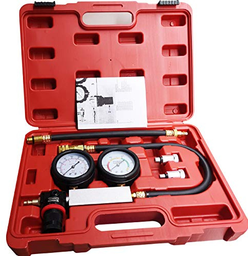 LEIMO Zylinderleck Down-Tester, Kompressionstest-Set – Motorzylinder-Dual-Messgerät, Leckdown-Tester, Diagnosewerkzeug