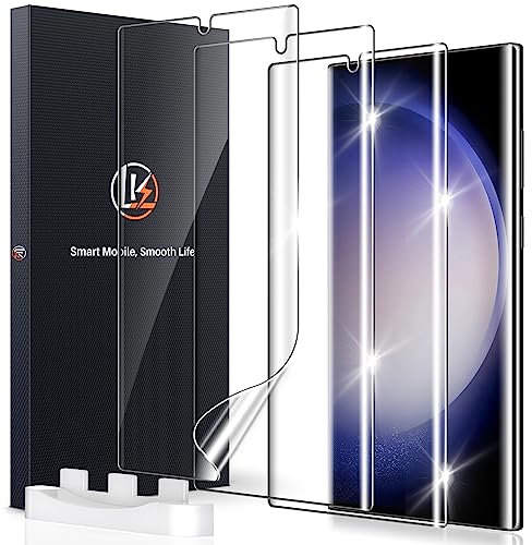 LK Samsung Galaxy S23 Ultra 5G Película Protectora, 3 Piezas TPU Suave, Full 3D Pantalla Curva, HD Transparente