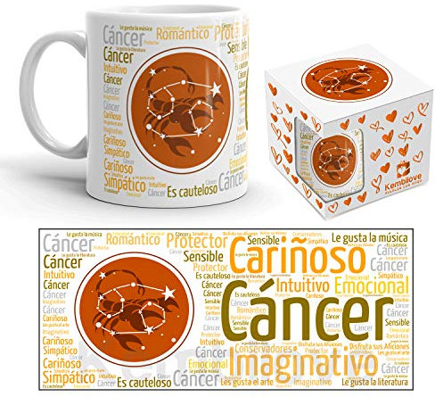 Kembilove Taza de Desayuno Horóscopo Cáncer – Taza de café de Signo del Zodiaco Cáncer – Tazas de Café y Té Horóscopo Cáncer – Regalo Original para Parejas, Cumpleaños, Amigos