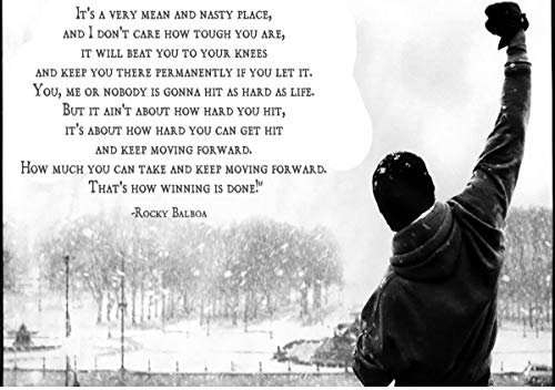 Stukk Poster, Motiv: Rocky Balboa, Typografie, Fitnessstudio, Boxen, A4, 210 x 297 mm, Weiß
