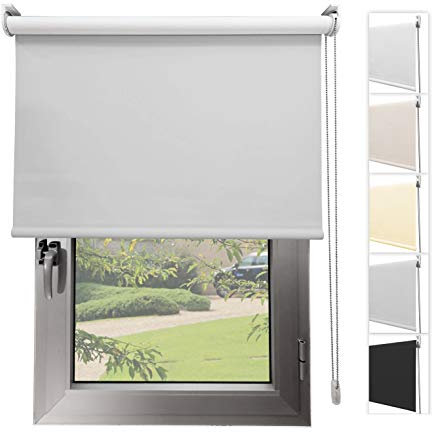 DECORESTOR Estor Enrollable Opaco Térmico a Medida - Gris - Persiana Blackout para Ventanas y Puertas - Interior y Exterior - Bloquea 100% Luz y Aisla Temperatura - Ideal en Pared o Techo