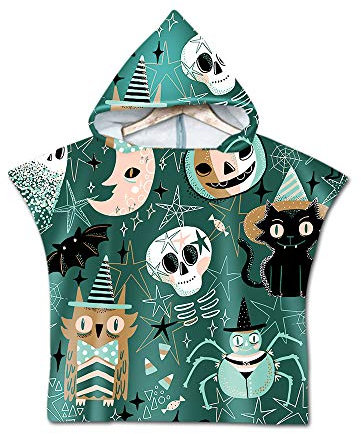Chickw1 Badeponcho mit Kapuze Kind Poncho Handtuch, Kinderhandtuch Strand Schwimmen Bad Kapuzenhandtuch Bademantel Zum Wechseln für Jungen Mädchen (Grün,60 * 80cm)