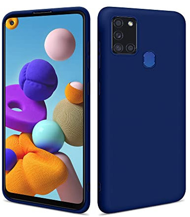 HSP Blaue Hülle kompatibel mit Samsung Galaxy A21s | Premium TPU Silikon Case | Kratzfest Stoßfest | Matte Oberfläche | Passgenaue, weiche, Ultra dünne Schutzhülle