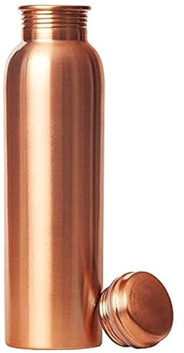 Bouteille d'eau en cuivre pur ayurvédique parfaite pour le sport, le fitness, le yoga, les bienfaits naturels pour la santé 600 ml (uni-mat)