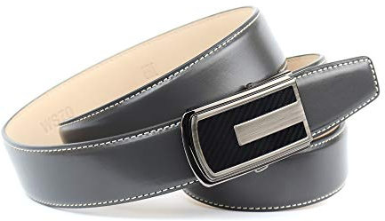 Anthoni Crown Herren Ledergürtel Gürtel, Grau, 90
