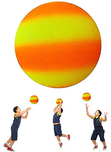 ARVOV PVC Bouncy Kickball, Regenbogen Ball, Kinder Spielball, Wasserball Fußball, Strandball für Indoor Outdoor 8,5-Zoll (Orange und Gelb)