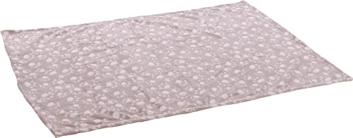 Flamingo Dario Decke aus Fleece, Beige, Pfotenmuster, 70 x 100 cm