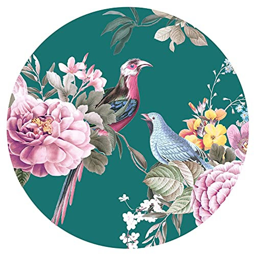 Grandora Wandtattoo Wandaufkleber Blumen Wohnzimmer Wandsticker florales Design Wandbild Schlafzimmer Wanddeko Flur Esszimmer Tapete selbstklebend rund DL652-10