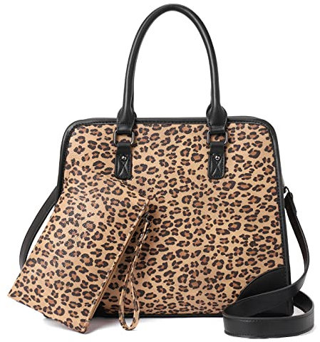 CLUCI Umhängetaschen für Frauen, veganes Leder, Geldbörsen, modische Tragetasche, Damenhandtaschen mit Clutch, 2 Stück, Leopardenmuster mit Schwarz,