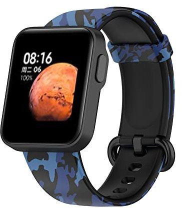 Sport Smartwatch Cinturino for Xiaomi Redmi Watch 2/Watch 2 Lite Stampato Sostituzione Band Silicone Cintura Braccialetto Wristband Cinturino Cinturino, Blu,