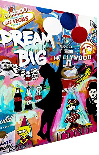 Magic Canvas Art Pop Art Dream Big Hollywood Leinwandbild 1- teilig Hochwertiger Kunstdruck Wandbilder – B8184, Größe: 150 x 100 cm