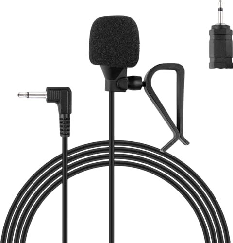 FingerLakes Microfono universale per auto, compatibile con radio GPS stereo da 3,5 mm e 2,5 mm, Bluetooth, con adattatore incluso, colore nero (FL70)