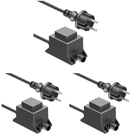 ledscom.de 3 Stück 20W LED Trafo-Netzteil/Transformator für Stecksystem NEMO, Stecker, 12V AC, schwarz, IP65