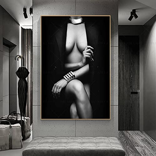 Sexy Femme Corps Affiche Photos Peinture À L'huile Impression Sur Toile Noir Et Blanc Mur Art Pour Salon Home Decor HD Prints 80x120cm Sans Cadre