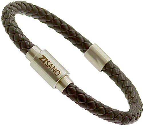 ZISANO Power & Balance Armbänder - Versch. Farben & Größen - Echtes Lederarmband Herren Damen - patentierter Magnetverschluss - Edelstahl Chakra Armband Herren - Schmuck Damen-Geschenke(Nero XL)