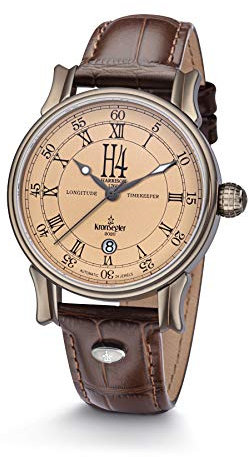 Kronsegler H4 Herren Armbanduhr Automatik Olivevergoldet-Altgelb