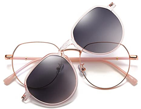 LumiSyne Magnetisch Polarisierte Clip Auf Sonnenbrillen Transparente Brillen Abnehmbare Sonnenbrille UV400 Ersetzbar Durch Eine Myopie Kurzsichtig Brille Verschreibungspflichtige Brillen Sonnenbrille