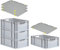 SuperSparSet 4x Eurobox NextGen Grip mit Auflagedeckel & 4 gelben Schiebeschnappverschlüssen, HxBxT 22x40x60cm, 44L, Griffe offen, Verstärkter Boden, Eurobehälter Transportbox Transportbehälter