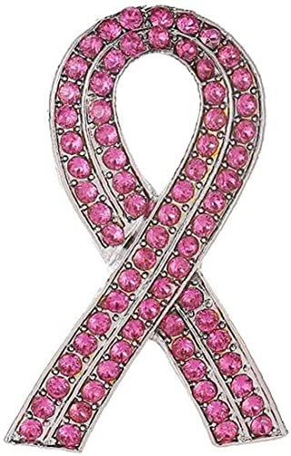 Broche ruban rose pour femme - Pour le cancer du sein - Cristal rose
