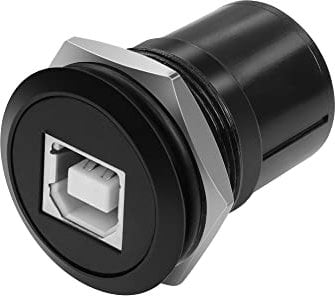 QIANRENON USB B auf USB2.0 Gewinde Befestigung Drucker Adapter USB Type B Buchse auf USB2.0 Buchse Panel Montage Runder Anschluss, für Drucker, Scanner, 3,5-Wechsellaufwerke, Monitore