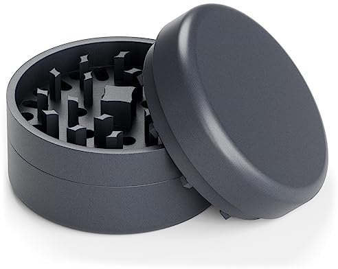 Keramik Grinder Crusher Haftfrei | 3-teilig | Nano Keramik beschichtete Kräutermühle mit messerscharfen Mahlwerk | Ø 62 mm | inkl. Pollenschaber, Pinsel und Mundstück (Anthrazit)