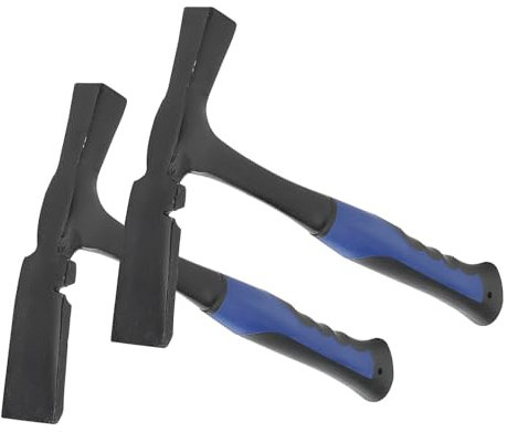 KEILEOHO 2 PCS 32oz Rock Pick Hammer, 33cm Flat Head Mortar Pick Hammer with Shock Reduction Grip