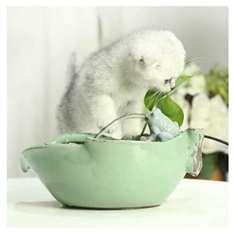 ALEjon Fuente de Agua para Gatos de cerámica de circulación automática - Bomba ultrasilenciosa - Capacidad de 1,2 L