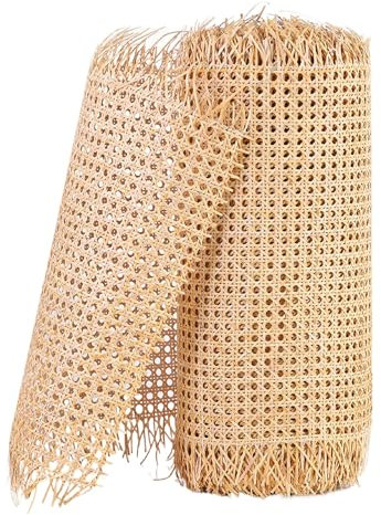 Tela de Ratán a Mano Tejido Trenzado de Panal, Rollo de Correas de Caña de Ratán Natural, Rejilla Mimbre Caña de Bambu para Proyectos DIY y Reparación de Sillas Mecedoras Muebles,Decoración del Hogar