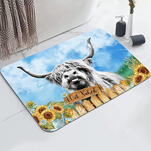 YISUMEI Badezimmerteppich 42x60 cm Badematte Gummisohle Rutschfester Waschbar Absorbierender Badvorleger Schnelltrocknend(Kuh)