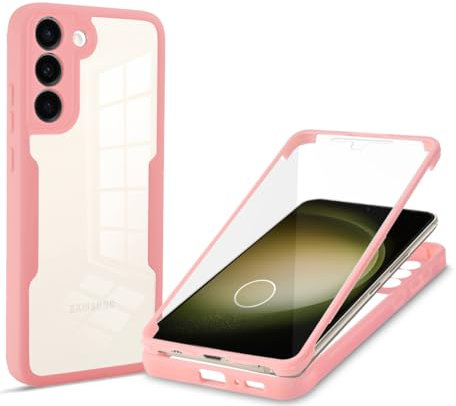 Samsung Galaxy S23 FE 5G Case with Built-in Screen Protector, 360 Degree Full Body Protective Military Grade Shockproof Clear Cover Rugged Bumper Slim Phone Case for Samsung Galaxy S23 FE 5G, Pink