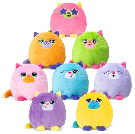 Basic Fun Misfittens Nuevo Peluche Surpresa Merkitties Fishbowl Wave 1, Gato para Niñas y Niños, Regalo Coleccionable, Juguete