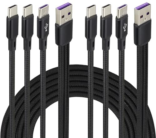 AAOTOKK 2-Unidades/4Pie3 en 1 USB 2.0 A Cable de Derivación USB A 2.0 Macho a 3 Type C Cable de carga Macho Carga Rápida,Adecuado para la Mayoría de dispositivos Móviles y Tabletas (Negro-3 Tipo C)
