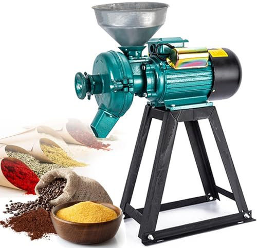 ANXYYDS Molino de alimentación eléctrico Comercial, Molinos de Granos de Alta Resistencia Molinillo de Cereales Secos húmedos con Embudo Molino de Grano eléctrico Molinillo Molino de maíz,B