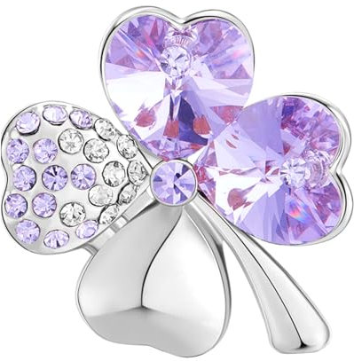 LEGENTLISUR Brosche Damen Brosche Österreichische Kristalle Damen Brosche Kleeblatt Hochwertig Elegante Schmuck für Frauen und Mädchen(Lila)