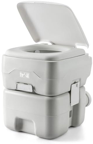Trail Toilette Portable, Toilette Camping avec Chasse d'Eau et Grand Réservoir Détachable (10 L/20 L), Vanne à Guillotine Hygiénique Avec Double Joint pour Prévenir les Odeurs