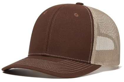 Truckercap Herren,Trucker Cap mit Mesh Netz,Meshcap größenverstellbar Baseball Cap,Sommer atmungsaktive Sun Cap,mit verstellbarem Schnallenverschluss für Draußen,Sport und Reisen,Braun B+Khaki