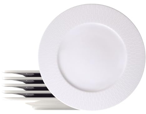 Tramontina - Assiettes plates rondes décorées porcelaine 28 cm Santorini. Lot de 6.