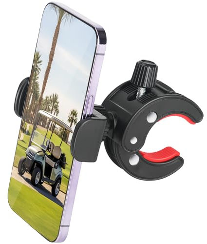 ZANEDY Golf Cart Phone Holder Adjustable Cell Phone Holder Mount for Golf Cart/Golf Club/Push Cart/Flag Pole, No Shaking Cell Phone Clamp for iPhone 16/15/ 14 All Smartphone