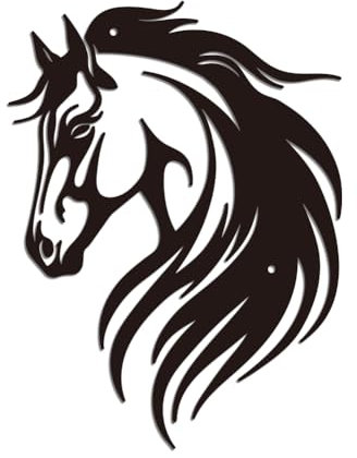 WADORN Wandkunst Aus Eisen Mit Pferdemotiv, Schwarzes Pferdekopf-Muster Metall Wandkunst Dekor Tier-Wandkunst Zum Aufhängen Für Zuhause Küche Veranda Badezimmer Draußen Wanddekoration