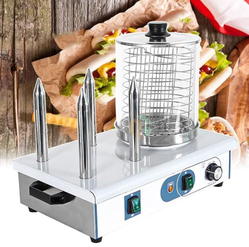 forplubossmmp Vaporiera Elettrica per Hot Dog, Macchina per Salsicce E Scalda Hot Dog E Panini, Griglia per Salsicce Professionale -Temperatura 50-200℃, Vaporiera per Alimenti 550W/1200W,4-Stick