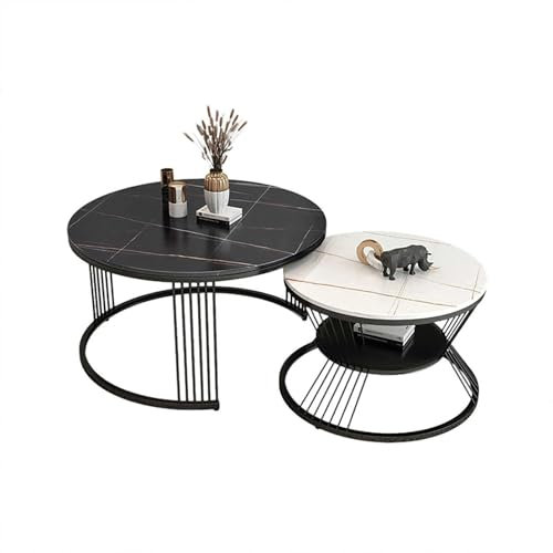Couchtische, 2 Stück, goldfarbene Metallbeine, ideal für Wohnzimmer, Schlafzimmer, Büro, stapelbare Beistelltische