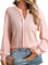 Dokotoo Chemisier Femme Chic et Élégant Automne Haut T-Shirts à Manches Longues Chemise Col V Chemisiers et Blouses pour Femmes Pull Vetement Lâches Hauts Tuniques Blouse Rose Clair 2XL