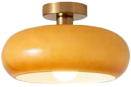 Deckenleuchte Wohnzimmerlampen Deckenleuchte, nordische Vintage-Deckenleuchten mit bündiger Montage und gewölbtem Glasschirm, Mid-Century Modern, deckennahe Lampe for Flur und Schlafzimmer(Orange)
